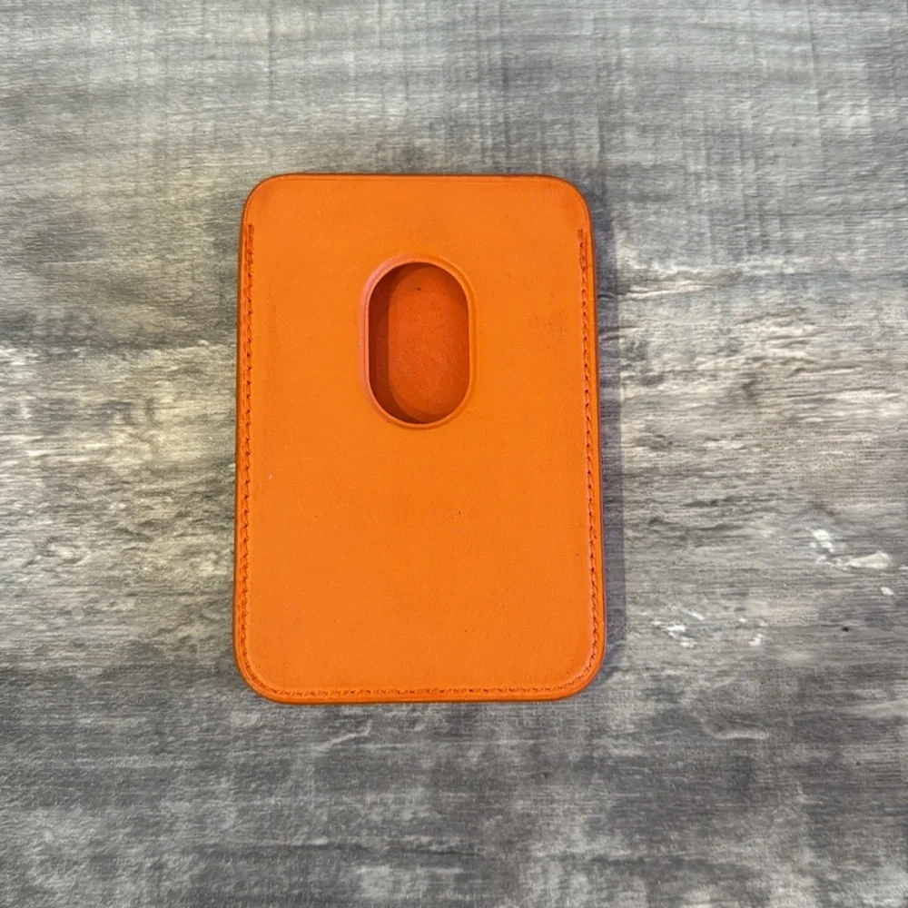Orange Leather Phone Wallet